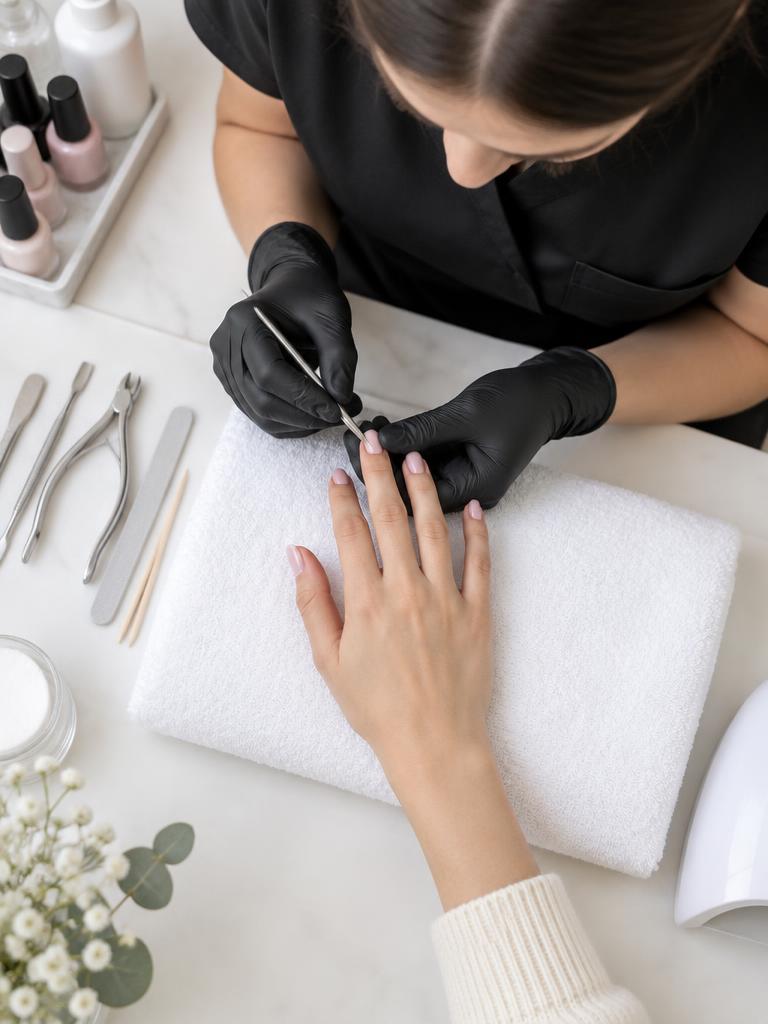 Estetista Xtar Nail al lavoro su una manicure